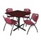 Cain Cain Square Table & Chair Set, Wood, Metal, Plastic Top, Mahogany TB3636MH47BY - alternate 1